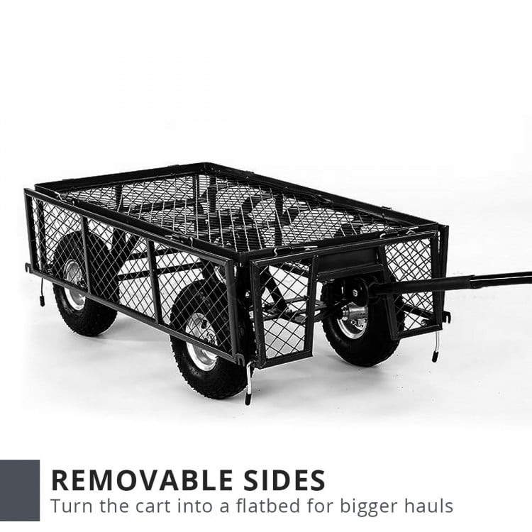 Garden Cart with Mesh Liner Lawn Folding Trolley Black image 5