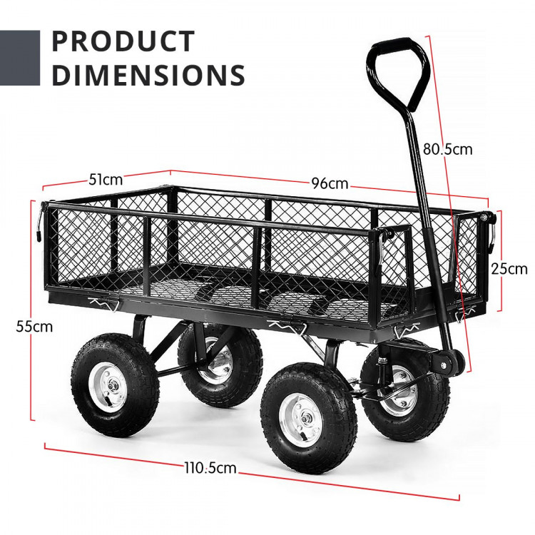 Garden Cart with Mesh Liner Lawn Folding Trolley Hammer image 6