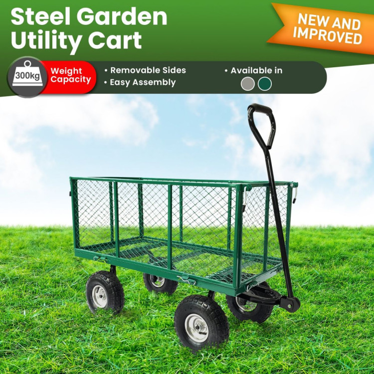 Steel Mesh Garden Trolley Cart - Green image 11