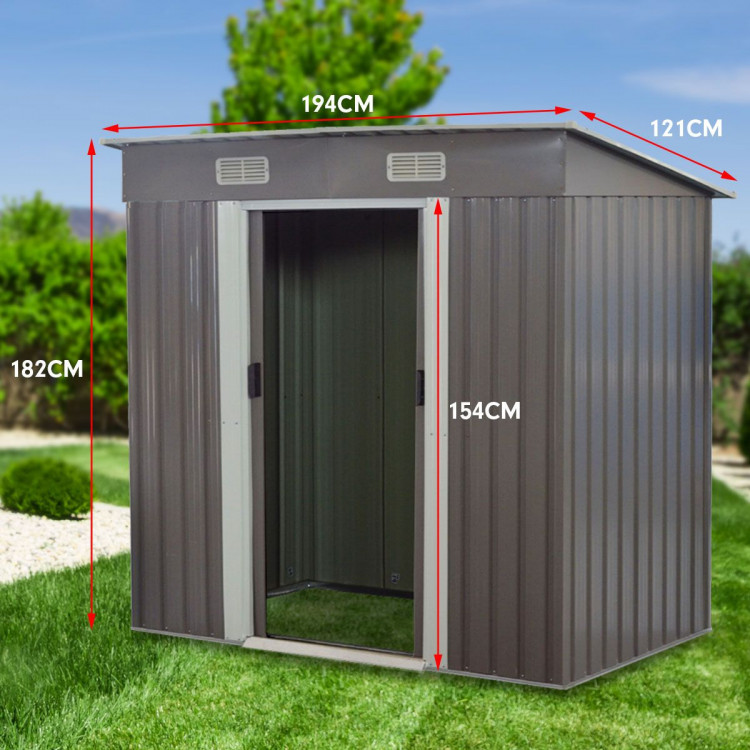 4ft x 6ft Garden Shed with Base Flat Roof Outdoor Storage - Grey image 9