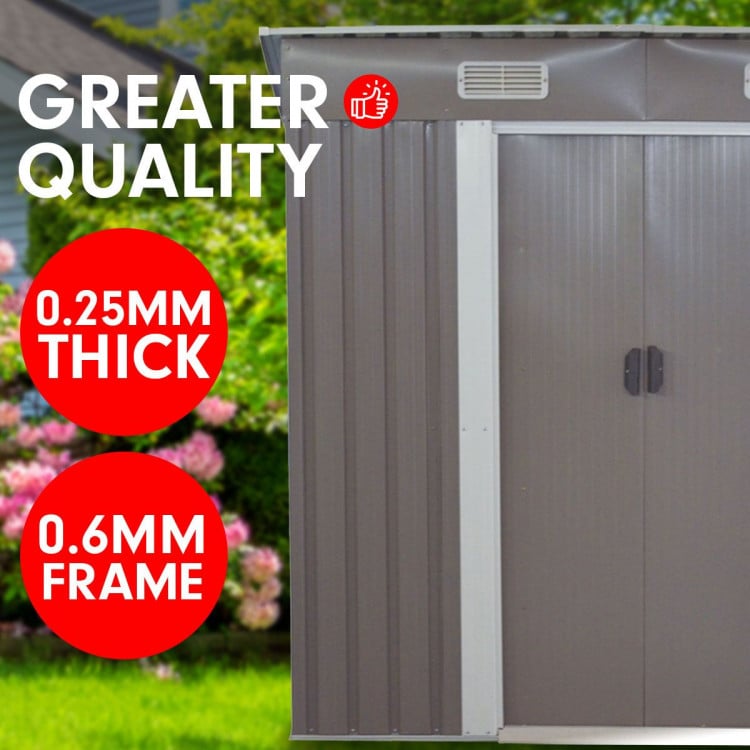 4ft x 8ft Garden Shed with Base Flat Roof Outdoor Storage - Grey image 7