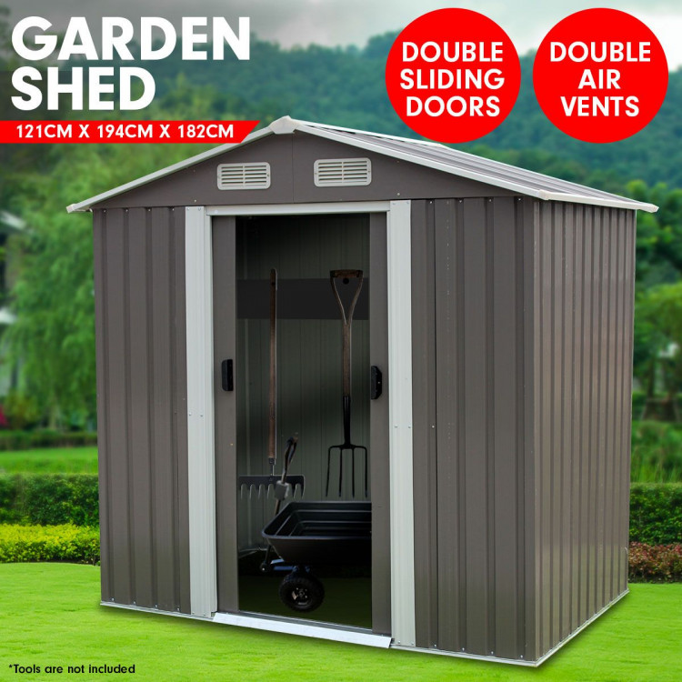 Garden Shed Spire Roof 4ft x 6ft Outdoor Storage Shelter - Grey image 3