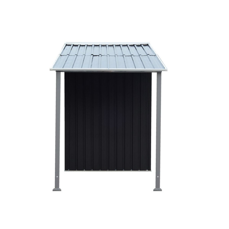 Wallaroo 4x8ft Zinc Steel Garden Shed with Open Storage - Black image 4