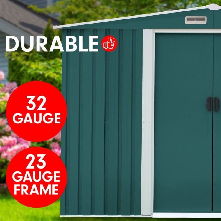 Garden Shed Spire Roof 6ft x 8ft Outdoor Storage Shelter - Green image 5