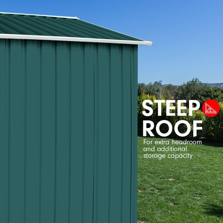 Garden Shed Spire Roof 6ft x 8ft Outdoor Storage Shelter - Green image 6