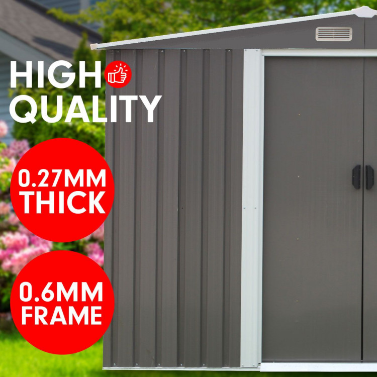 Garden Shed Spire Roof 6ft x 8ft Outdoor Storage Shelter - Grey image 6