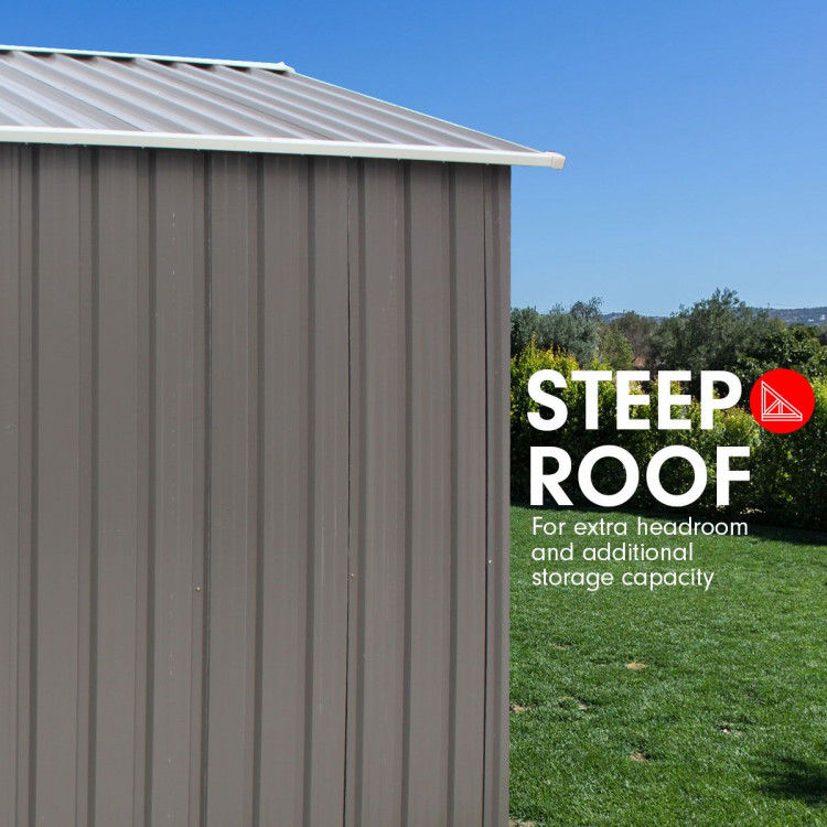 Garden Shed Spire Roof 6ft x 8ft Outdoor Storage Shelter - Grey image 8