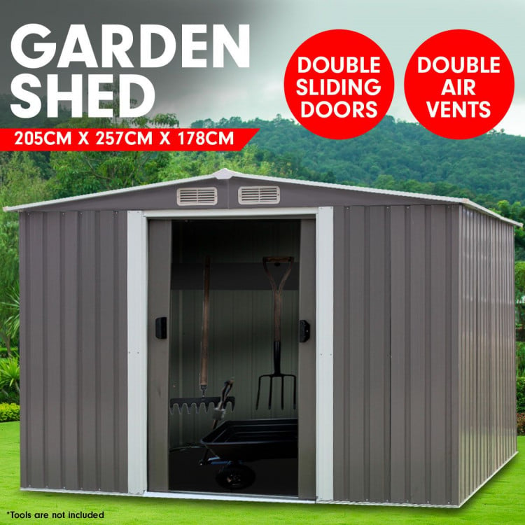 Garden Shed Spire Roof 6ft x 8ft Outdoor Storage Shelter - Grey image 4