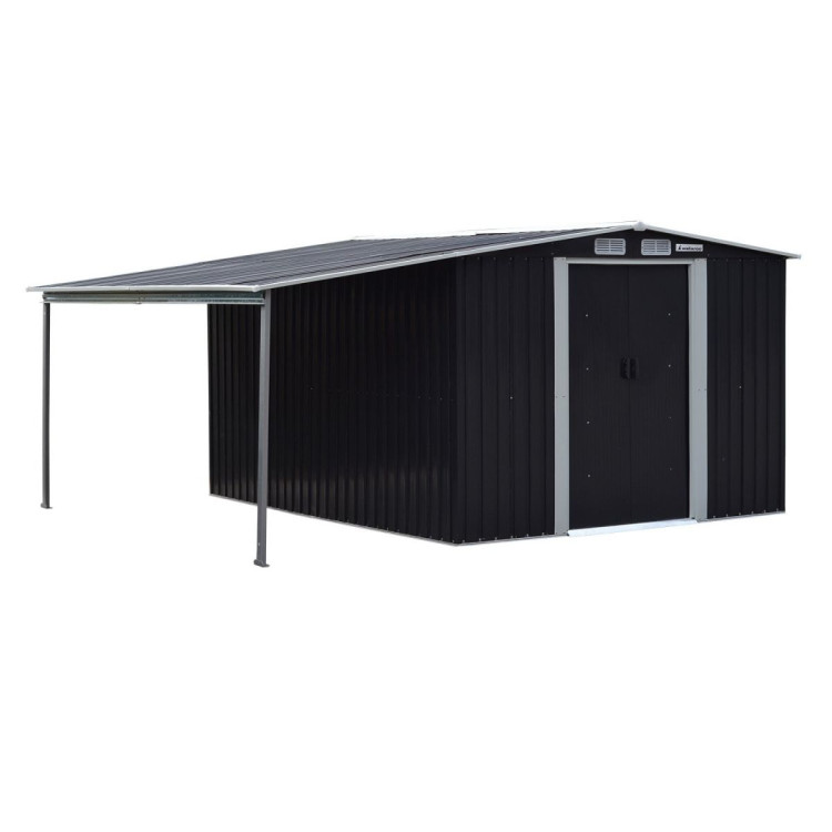 Wallaroo 6x8ft Zinc Steel Garden Shed with Open Storage - Black image 5