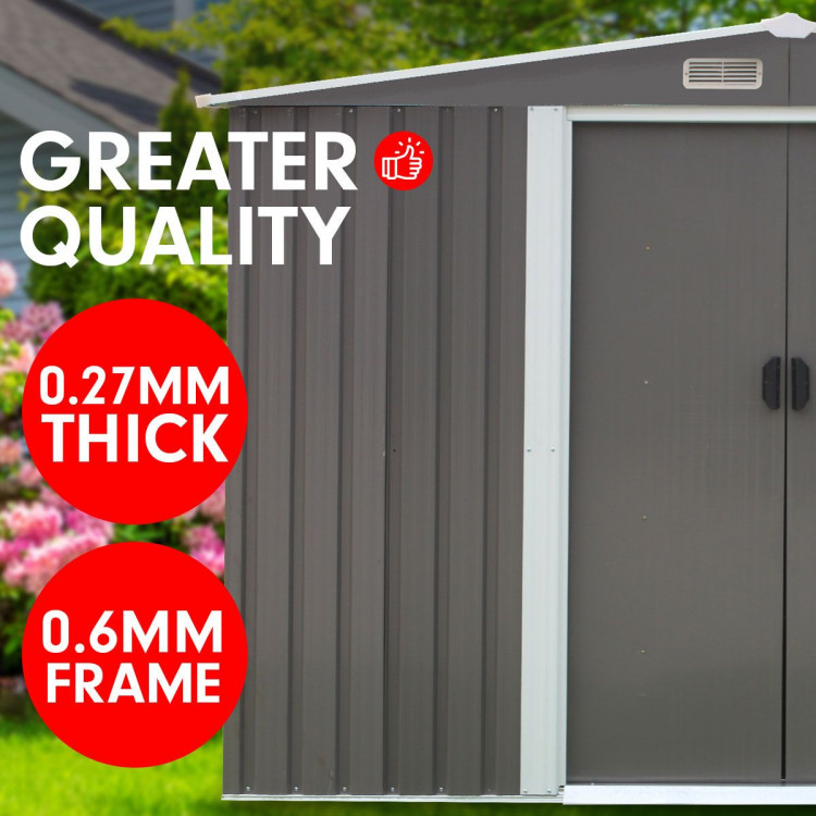 Garden Shed Spire Roof 8ft x 8ft Outdoor Storage Shelter - Grey image 7