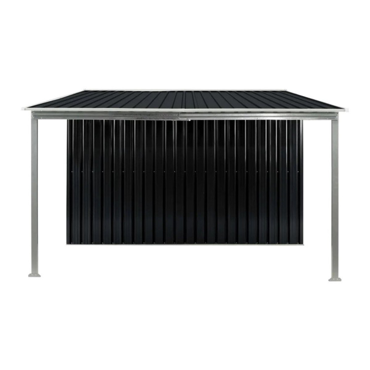 Wallaroo 8x8ft Zinc Steel Garden Shed with Open Storage - Black image 4