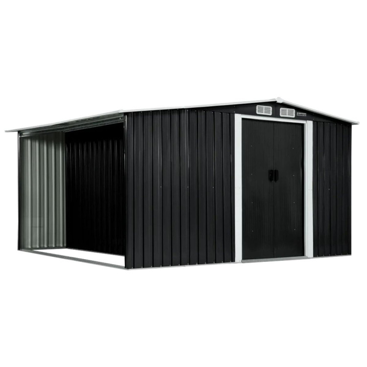 Wallaroo Garden Shed with Semi-Closed Storage 8*8FT - Black image 4