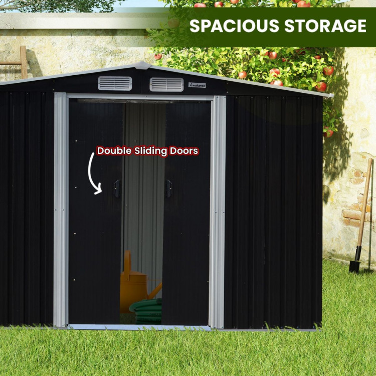 Wallaroo Garden Shed with Semi-Closed Storage 8*8FT - Black image 6