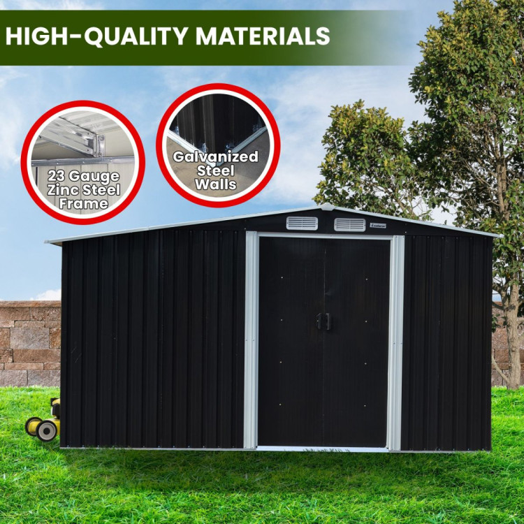 Wallaroo Garden Shed with Semi-Closed Storage 8*8FT - Black image 8