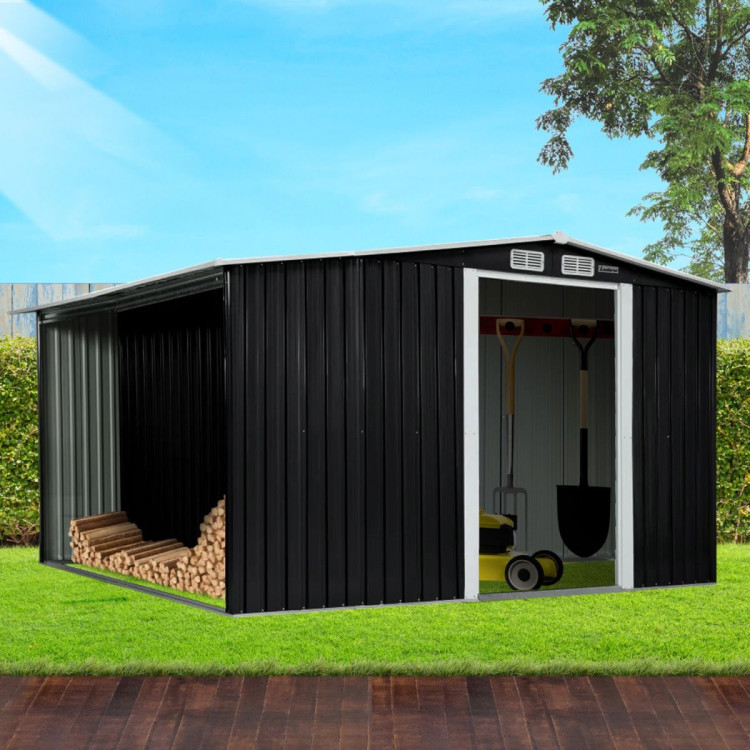 Wallaroo Garden Shed with Semi-Closed Storage 8*8FT - Black image 10
