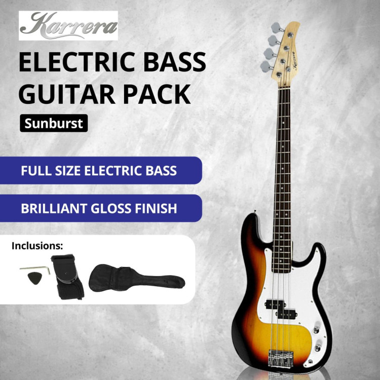 Karrera 39in Electric Guitar Bass Music 4-String Instrument Full Size Sunburst image 8