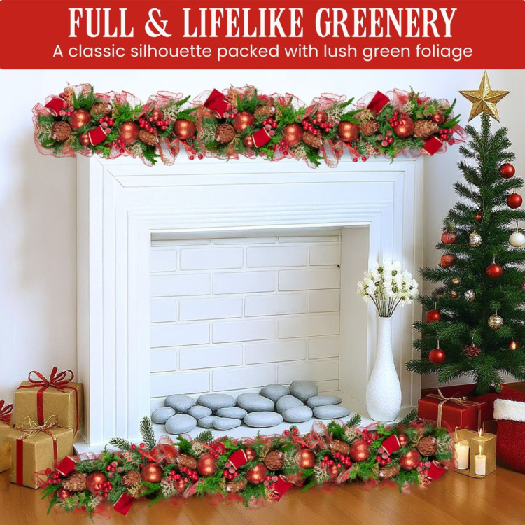 Christabelle 1m Christmas Garland with Red Berries & Pine Cones Baubles Berries Tree Decoration Ornament Red Green image 5