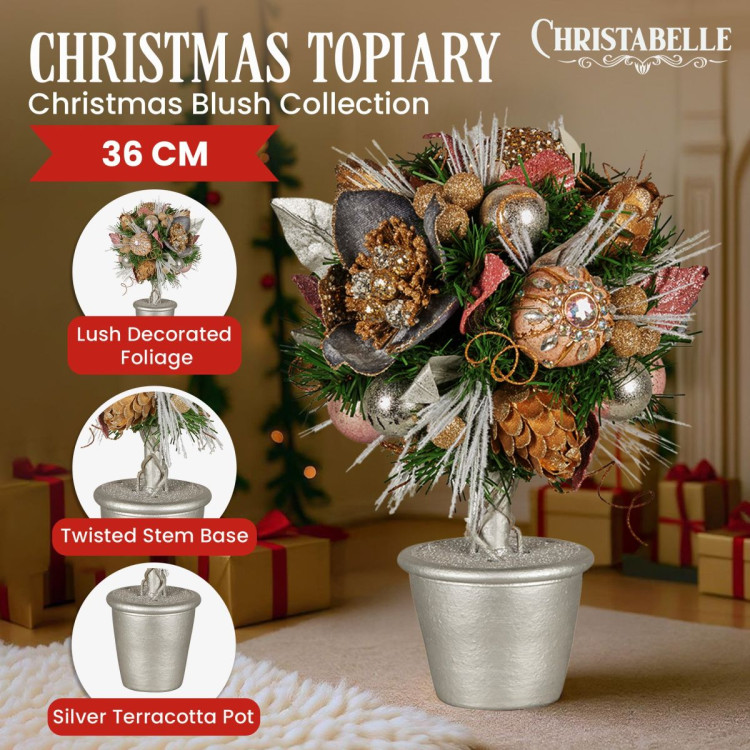 Christabelle 36cm Christmas Tabletop Topiary - Christmas Blush image 7