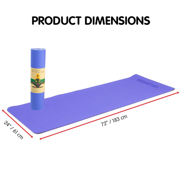 Powertrain TPE Pilates Exercise Yoga Mat 8mm - Light Purple image 3