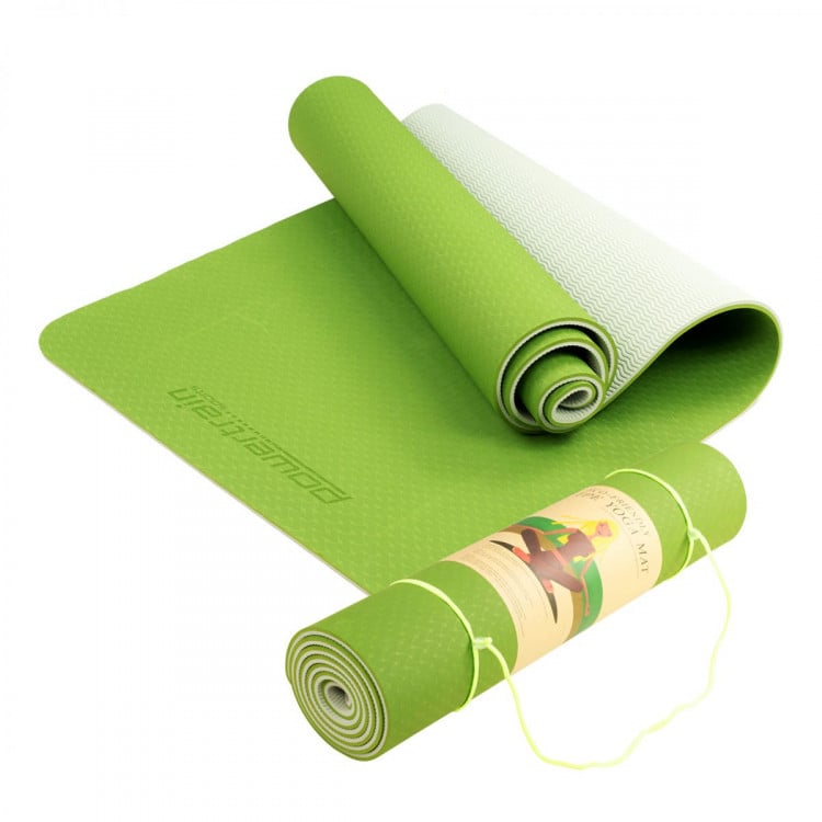 Powertrain Eco Friendly TPE Yoga Exercise Pilates Mat - Green