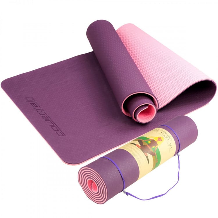 Powertrain Eco Friendly TPE Yoga Exercise Pilates Mat - Purple image 2