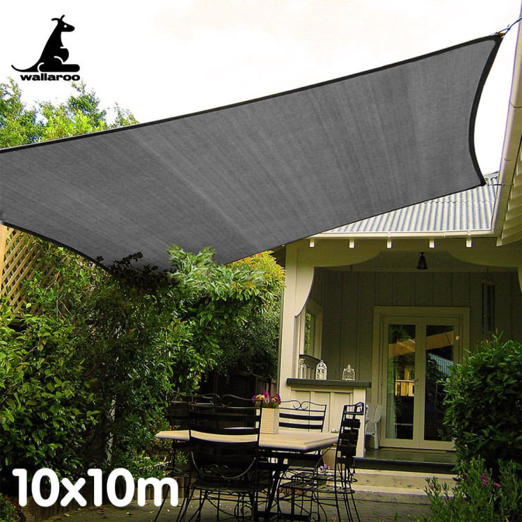 Wallaroo Outdoor Sun Shade Sail Canopy Grey Square 10 x 10M image 7