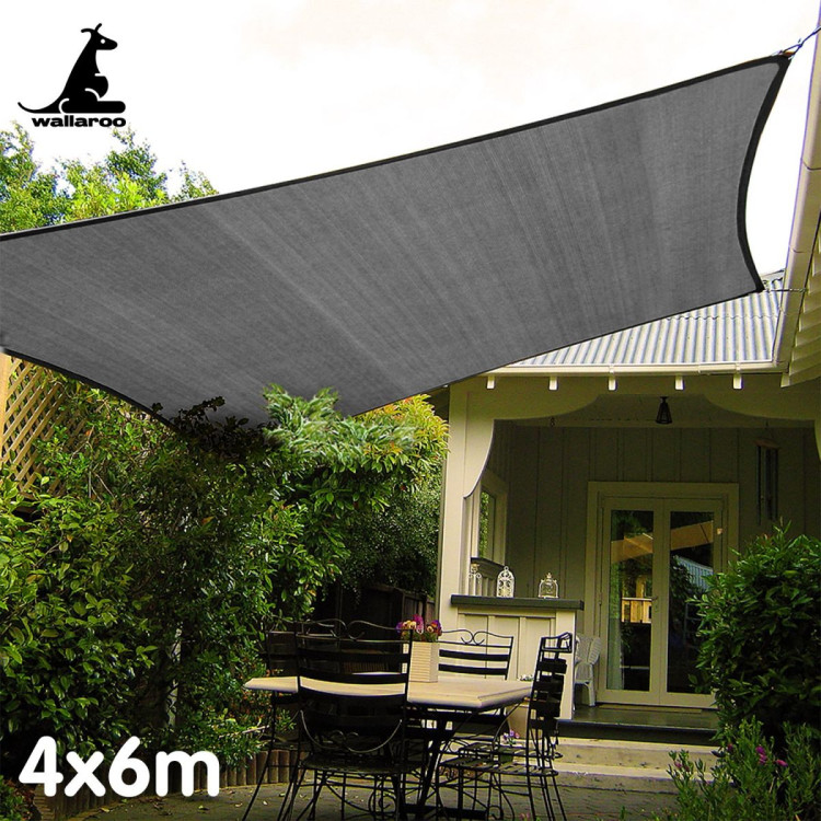 Wallaroo Outdoor Sun Shade Sail Canopy Grey Rectangle 4 x 6M image 7