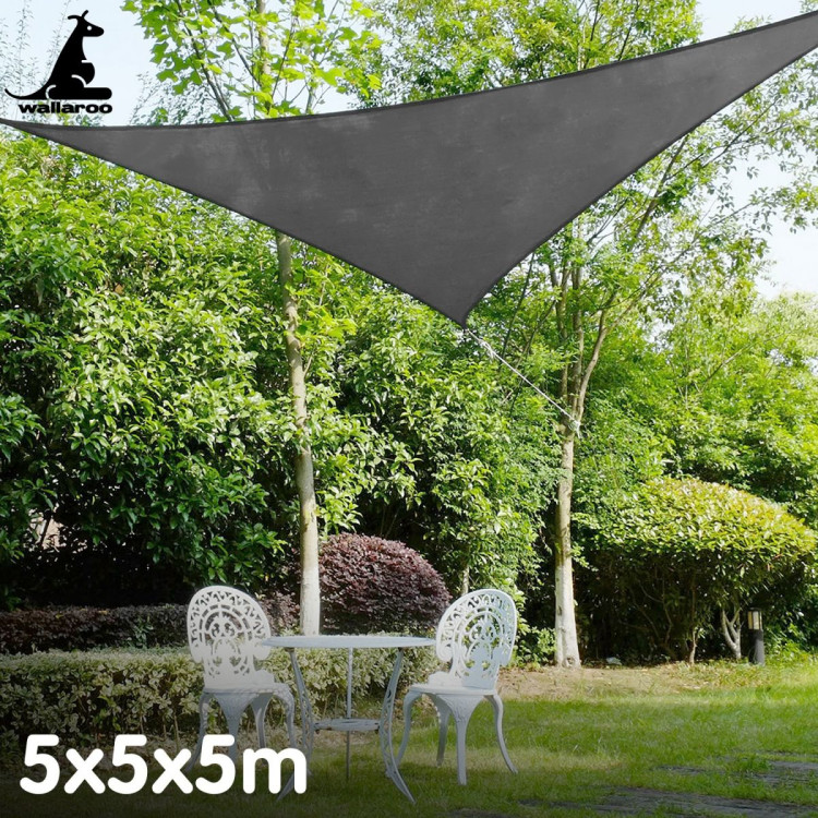 Wallaroo Outdoor Sun Shade Sail Canopy Grey Triangle 5 x 5 x 5M image 9