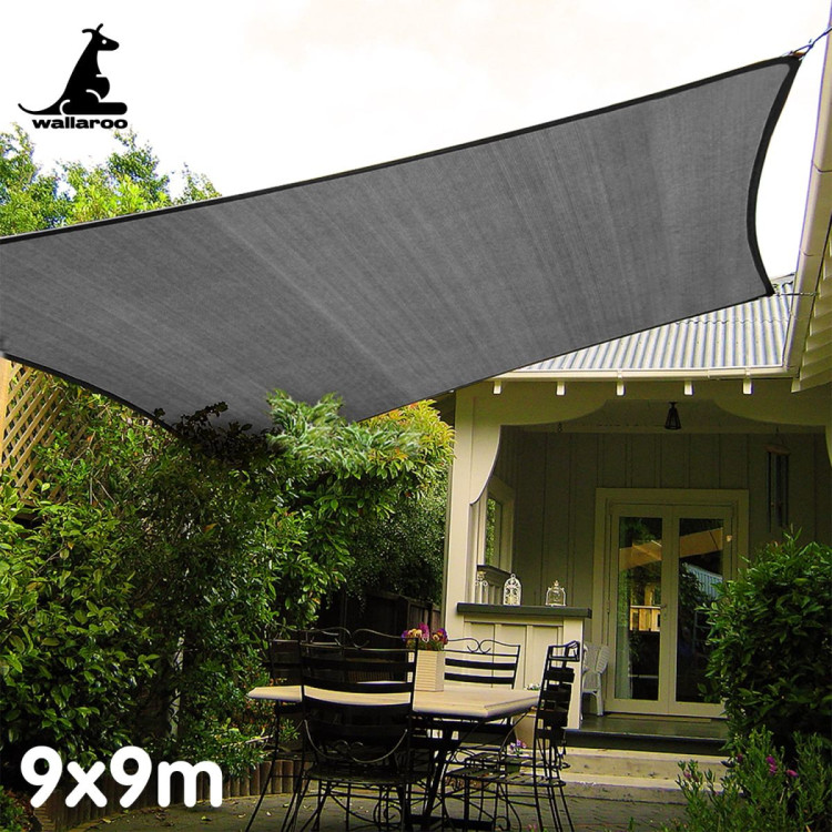 Wallaroo Outdoor Sun Shade Sail Canopy Grey Square 9 x 9M image 8