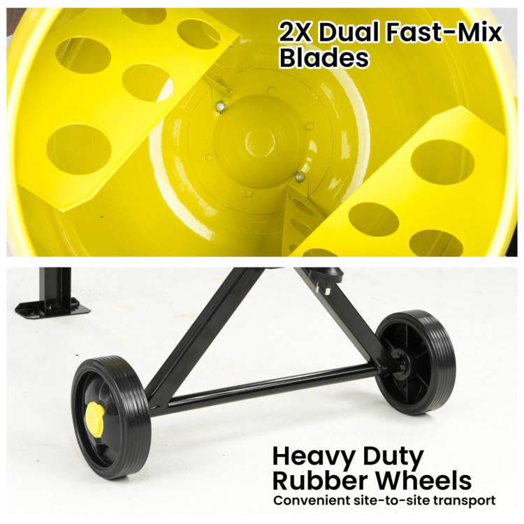 Kartrite Portable 63L Cement Concrete Mixer Dual Mix Blades & Tipper Lock 220W image 7
