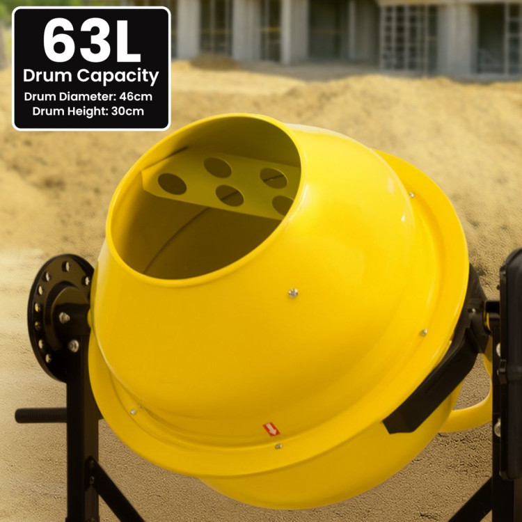 Kartrite Portable 63L Cement Concrete Mixer Dual Mix Blades & Tipper Lock 220W image 8
