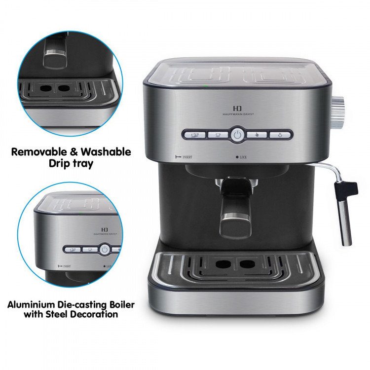 Hauffmann Davis Espresso Coffee Machine Automatic Italian Pump Frother image 9