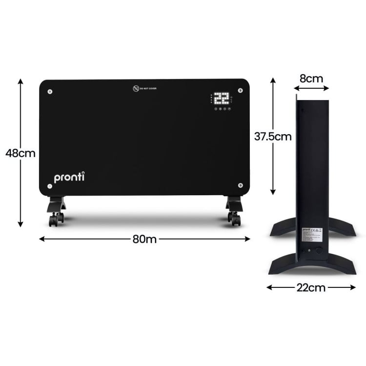 Pronti Glass Panel Convection Heater with Remote Control LED Display 1000W/2000W image 5