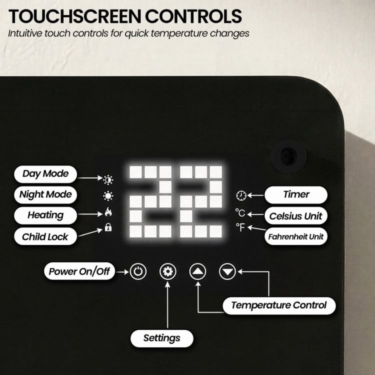 Pronti Glass Panel Convection Heater with Remote Control LED Display 1000W/2000W image 8