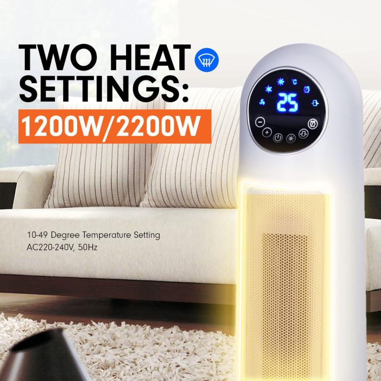 Pronti Electric Tower Heater 2200W Remote Control - White image 6