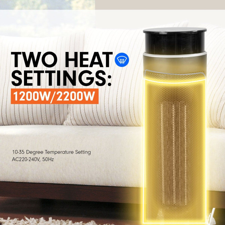 Pronti Electric Tower Heater 2000W Ceramic Portable Remote - Black image 5