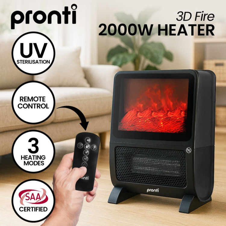 Pronti 2000W 3D Fire PTC Electric Portable Room Heater image 12