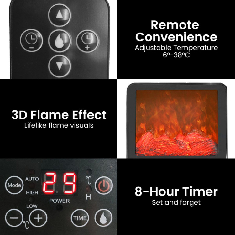 Pronti 2000W 3D Fire PTC Electric Portable Room Heater image 8