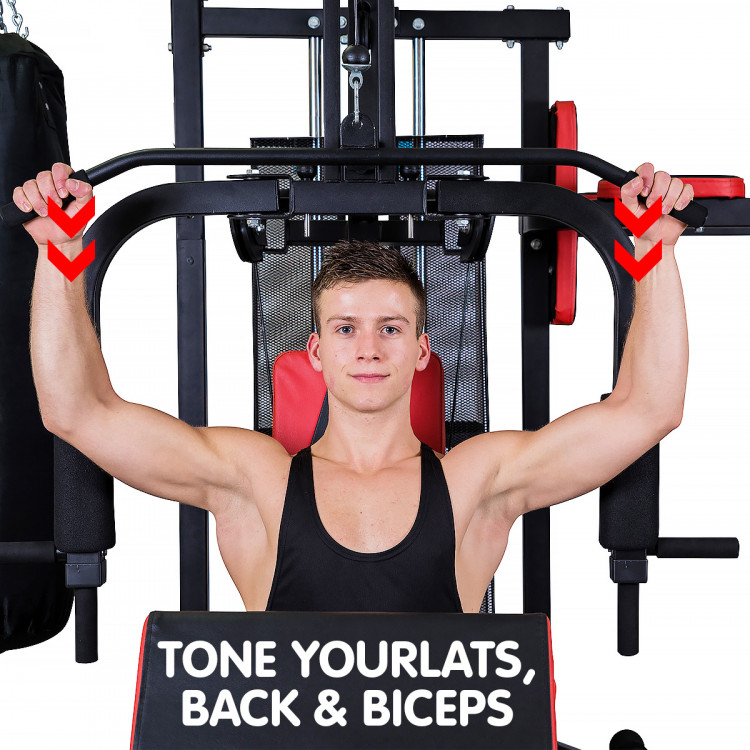 Multi-Station Home Gym with Punching Bag - 165lbs image 8
