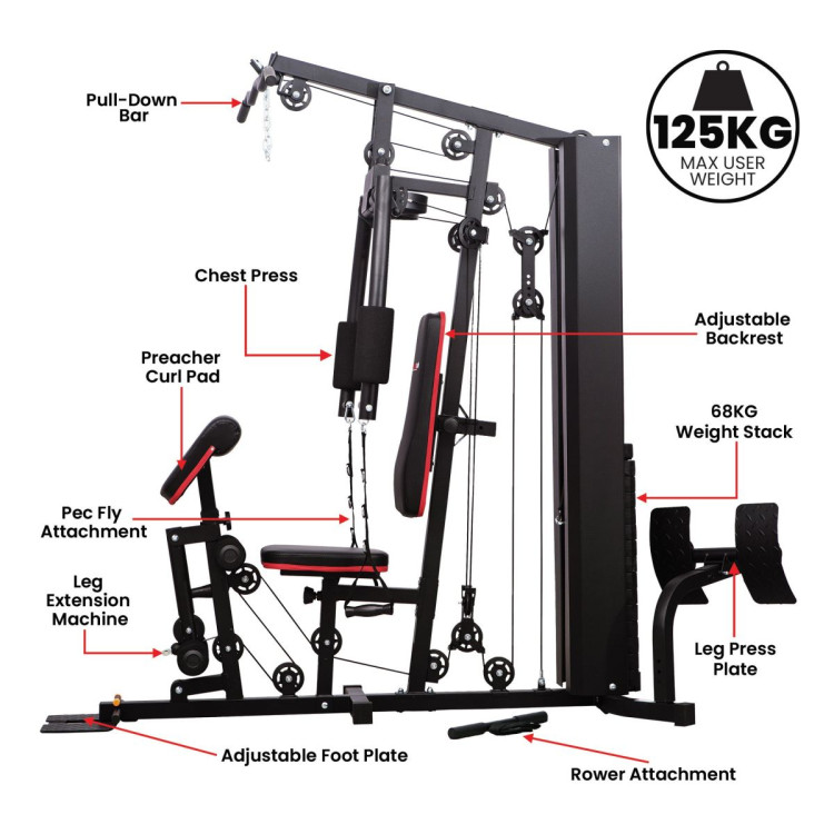Powertrain JX-89 Multi Station Home Gym 68kg Weight Cable Machine image 4