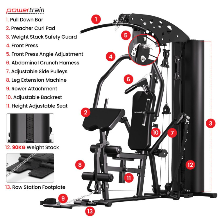 Powertrain Home Multi Gym 560 Full Body Training with 90kg Weight Stack Home Gym image 8