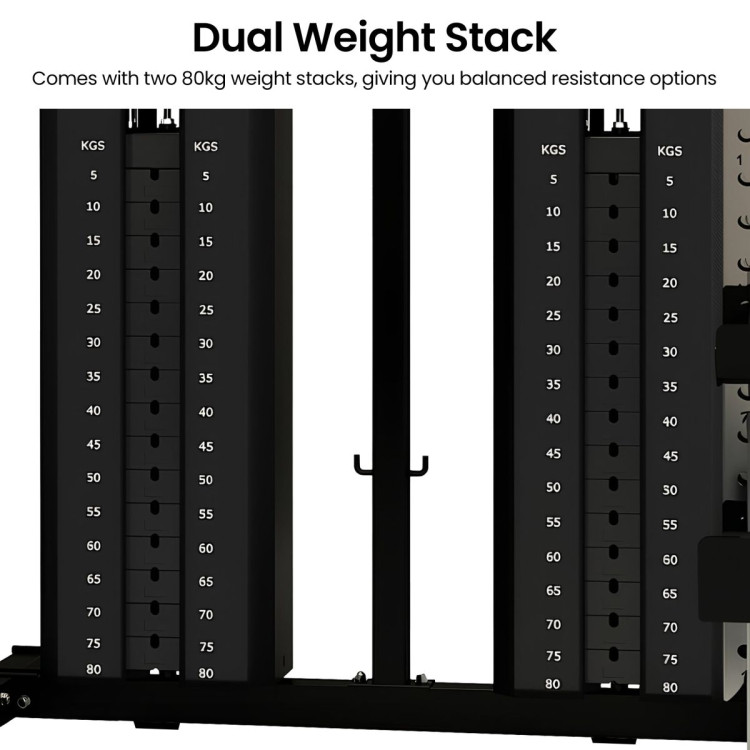 Powertrain 938B Multi-Function Smith Machine Gym Station 160KG Dual Weight Stack Power Rack Cable Heavy-Duty Steel Frame image 8