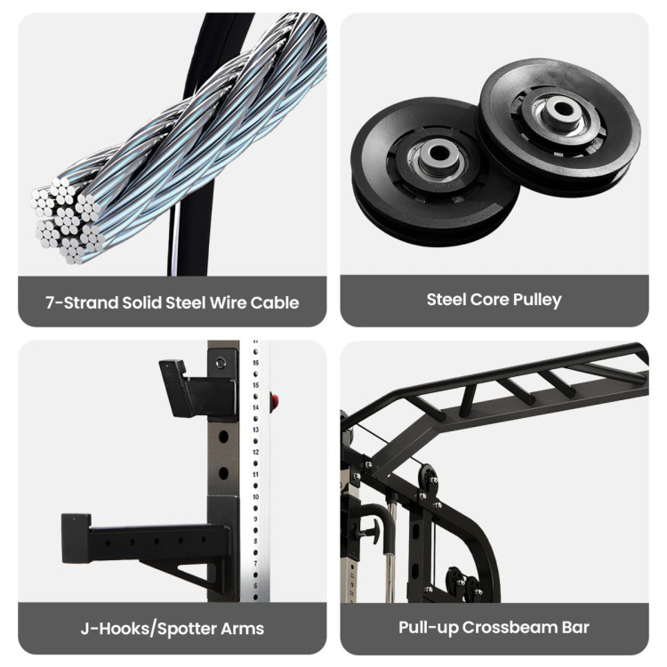 Powertrain 938B Multi-Function Smith Machine Gym Station 160KG Dual Weight Stack Power Rack Cable Heavy-Duty Steel Frame image 10