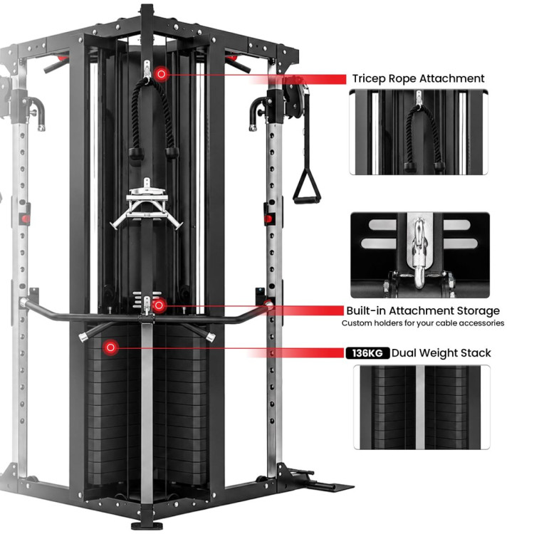 Powertrain Home Gym Station Functional Trainer Power Rack 136kg Weight Stack image 7