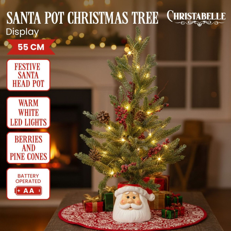 Christabelle Christmas Tree with Lights in Santa Pot - 55cm image 8
