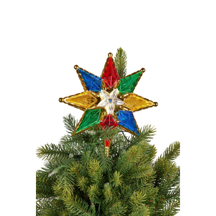 Christmas Tree Topper with Lights - Rich Multicolour Star image 3