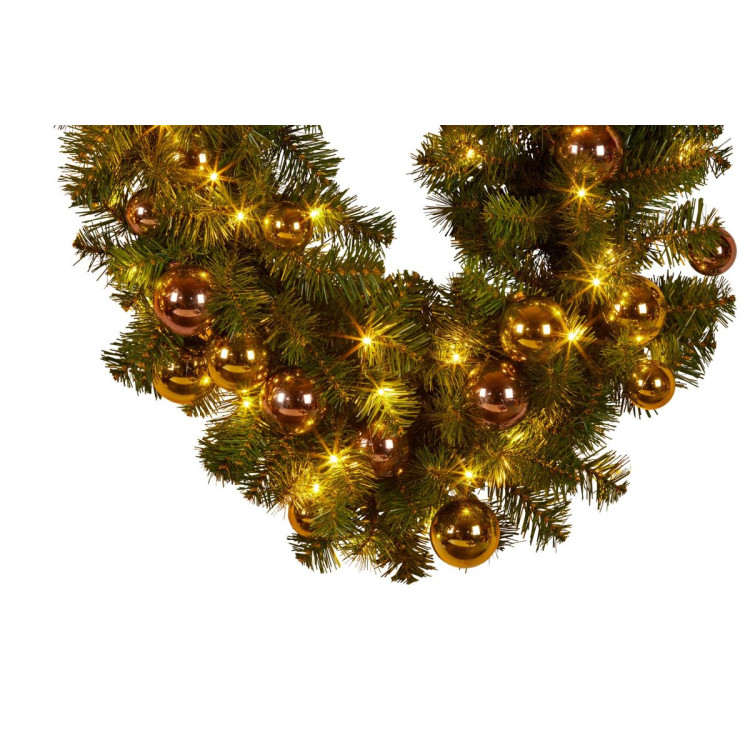 Christmas Garland with Lights 274cm with Gold & Rose Gold Baubles image 4
