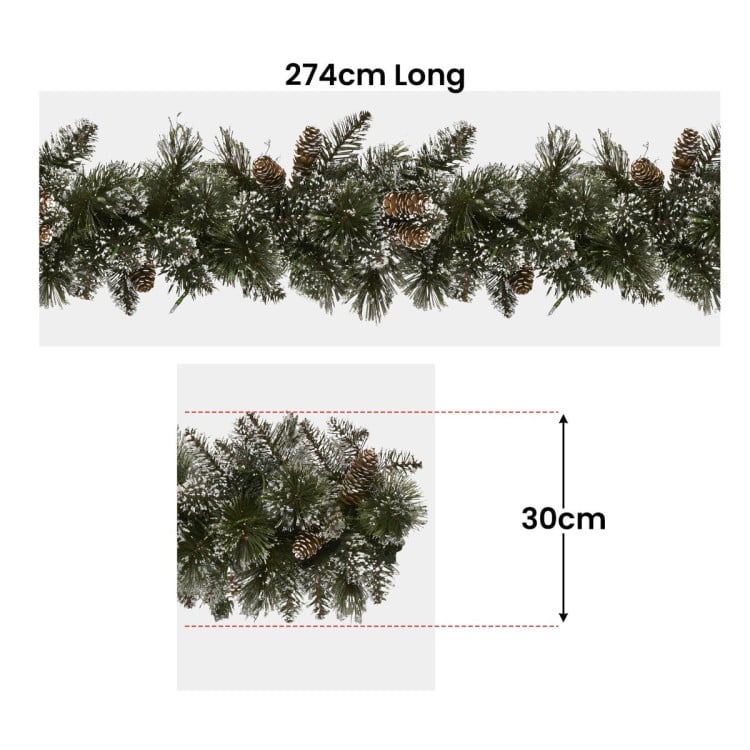 Christabelle Premium 2.7m Christmas Garland Snow with LED Lights and Pine Cones Cashmere Tree Decoration Ornament image 4