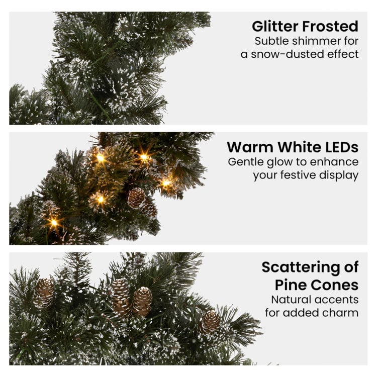 Christabelle Premium 2.7m Christmas Garland Snow with LED Lights and Pine Cones Cashmere Tree Decoration Ornament image 6