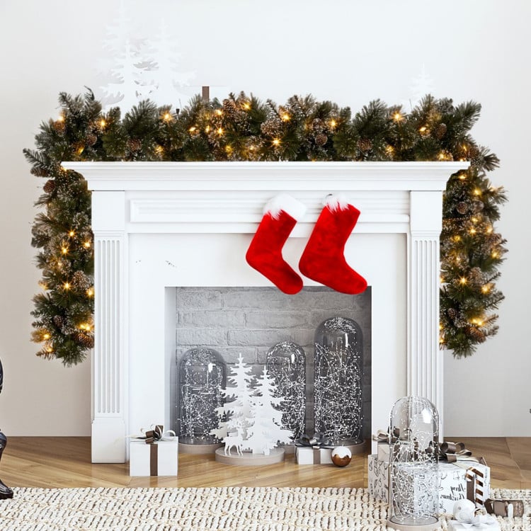 Christabelle Premium 2.7m Christmas Garland Snow with LED Lights and Pine Cones Cashmere Tree Decoration Ornament image 7